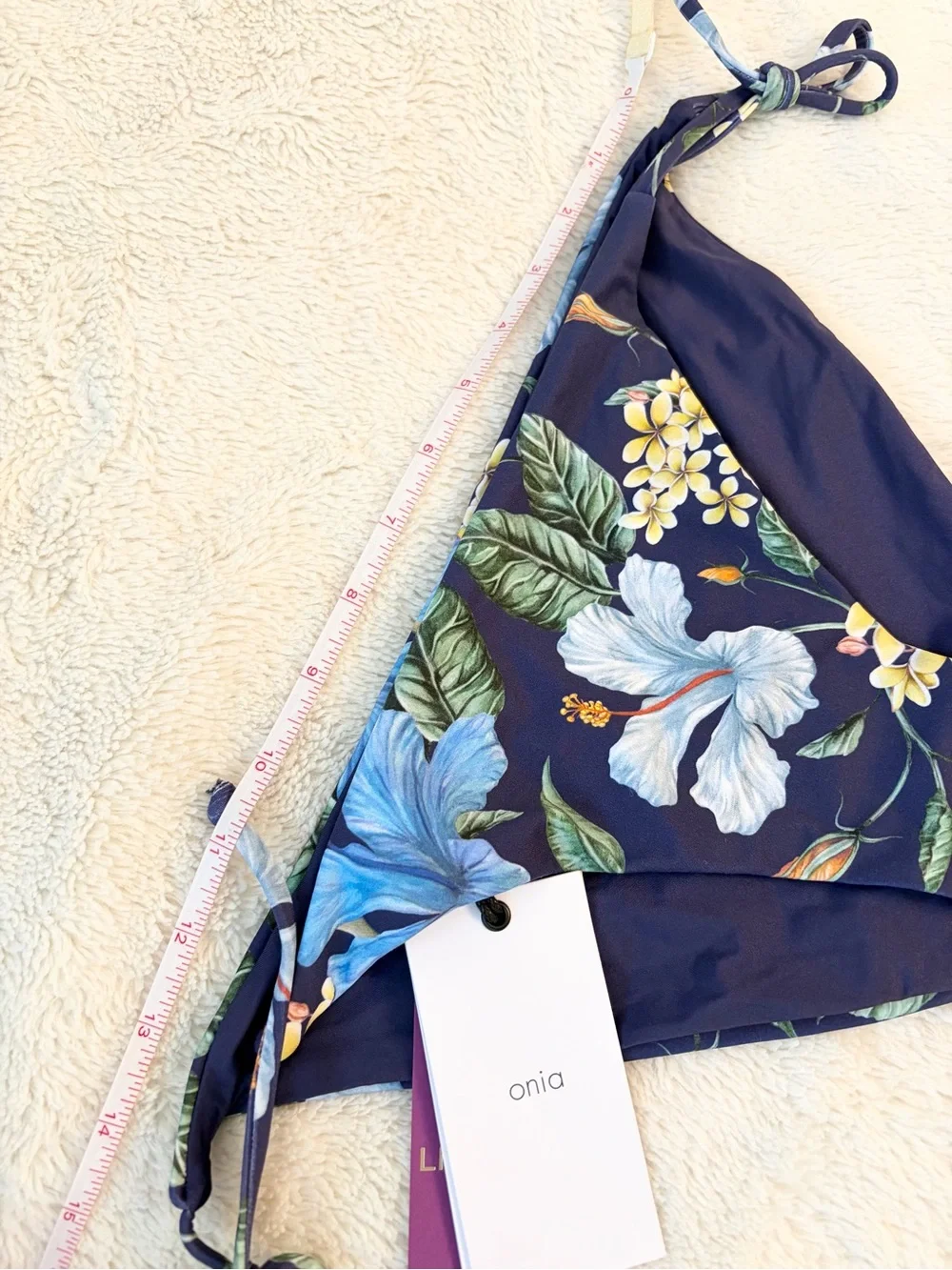 NEW Onia x Liberty large bikini Kate swim bottom navy blue floral print side tie
